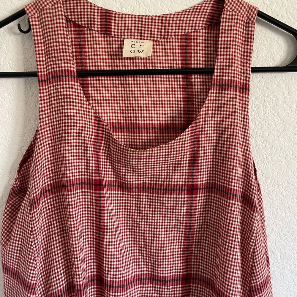 World of Crow Elegant Red Checkered Midi Dress - Picture 2 of 8
